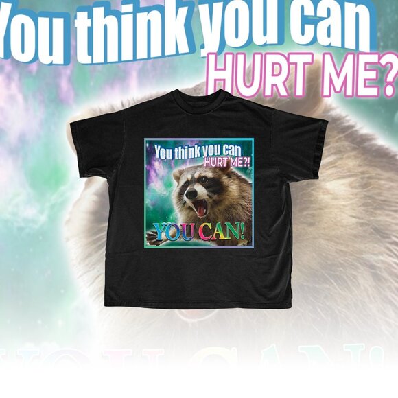 Tops - You Think You Can Hurt Me, You Can Meme Shirt, Raccoon Meme Tee